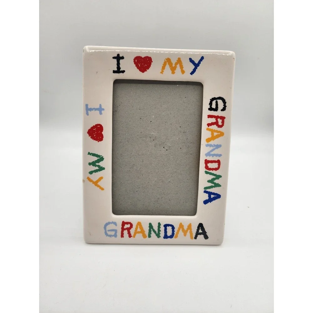 I Love My Grandma Ceramic Picture Frame White Rainbow 4x6